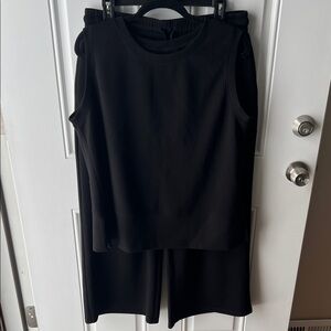 2 piece Black Sleeveless Top and Wide Leg pants set